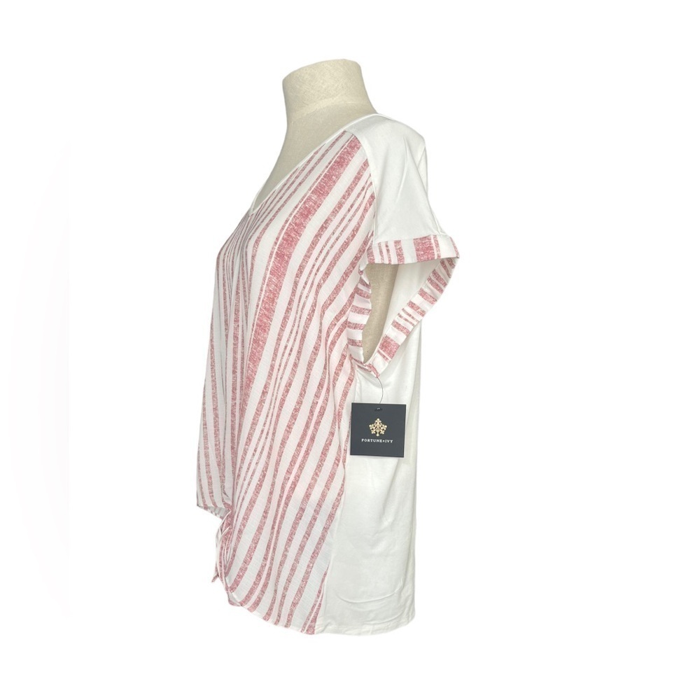 Fortune + Ivy Tie Front Mixed Material Top size X-Large. - Picture 2 of 9